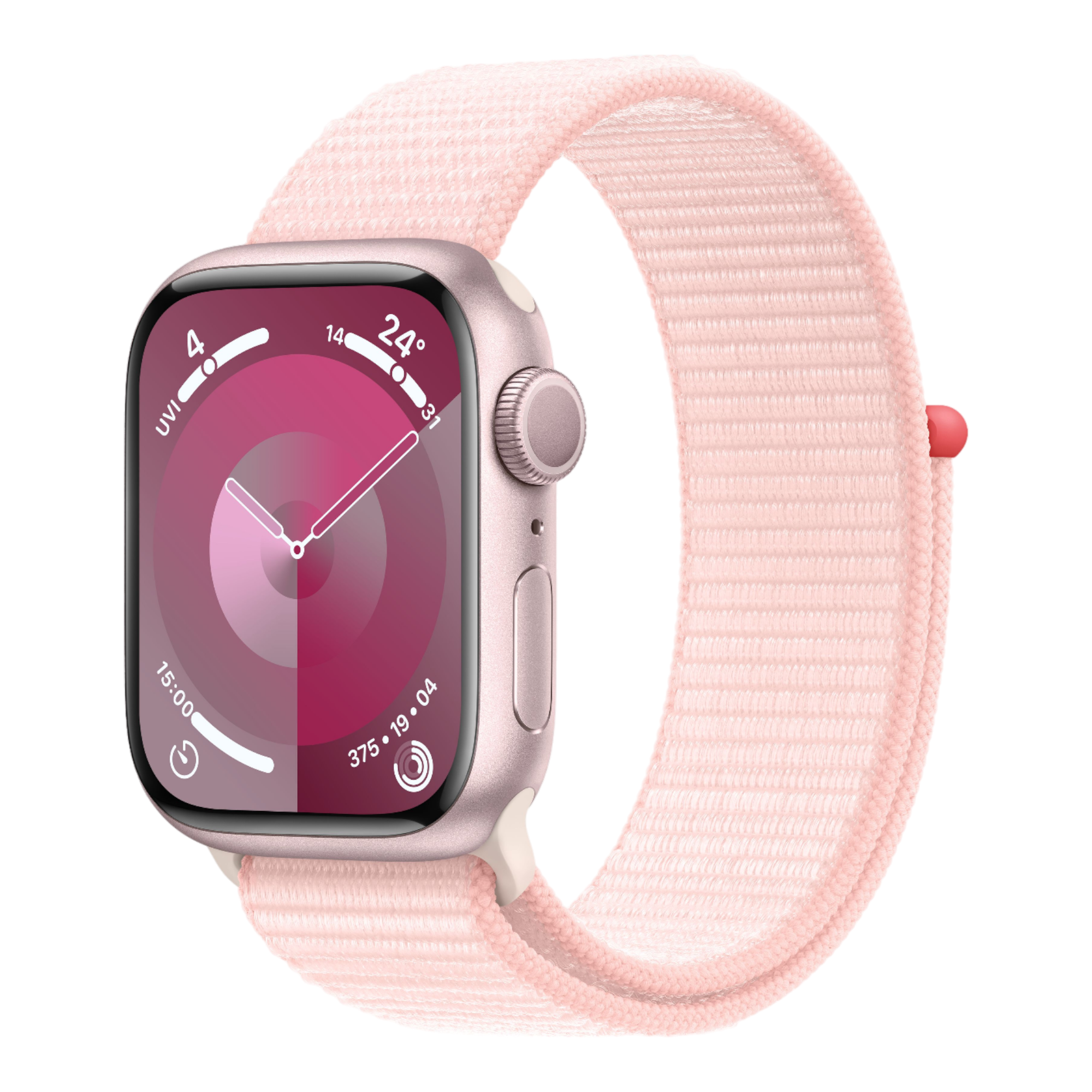 Apple Watch Series 9 GPS, 41mm Pink Aluminum Case with Light Pink Sport Loop - alAsil